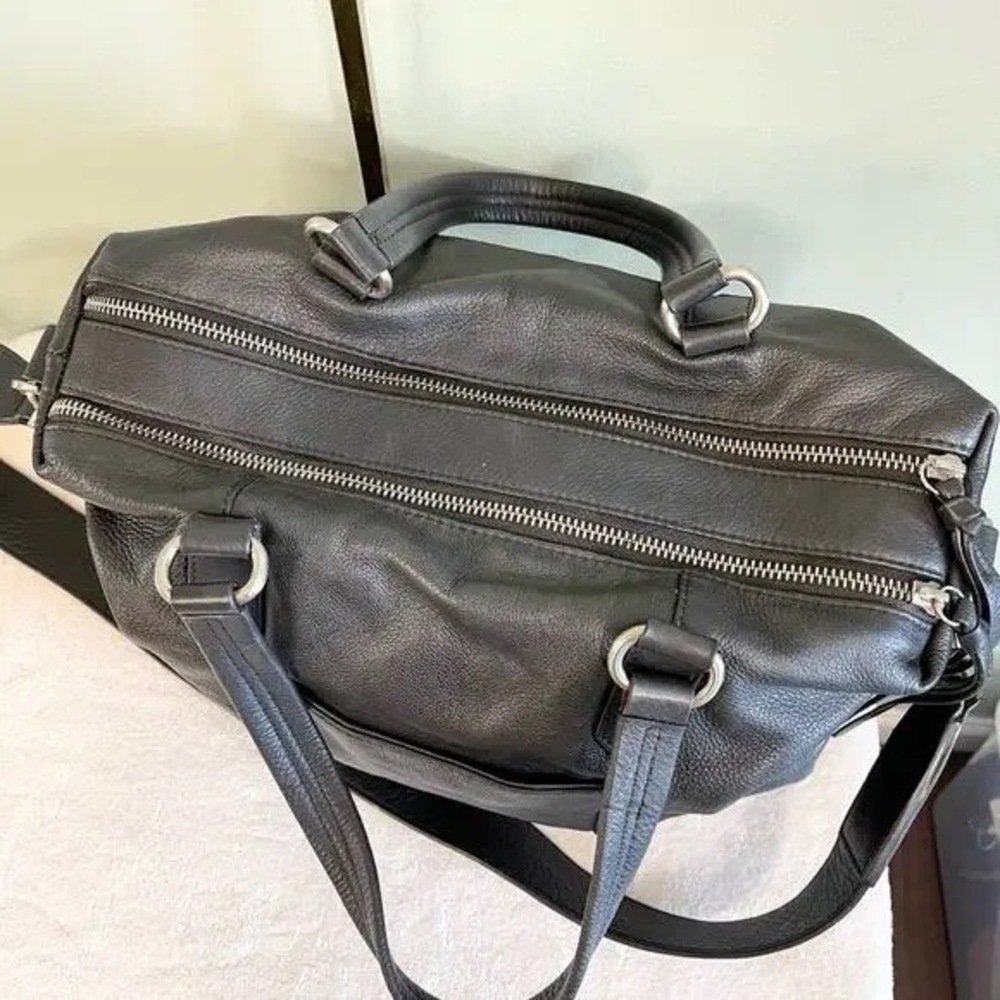Joelle Hawkins Black Leather Tassels 2 Compartments Travel Luggage Duffle Bag - Picture 7 of 11